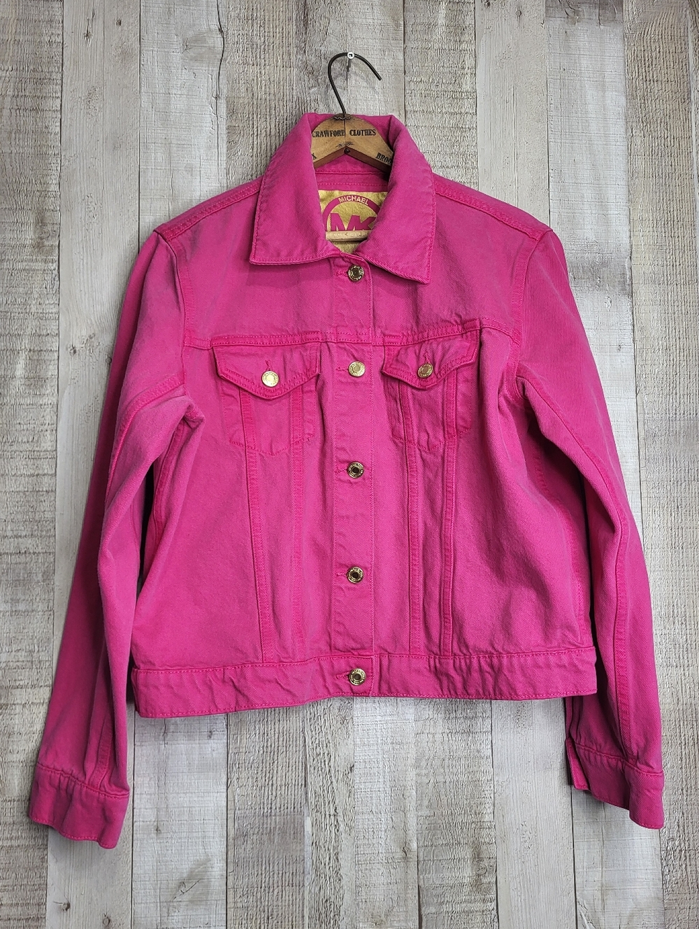 Michael Kors Hot Pink Denim Jacket Size Large.